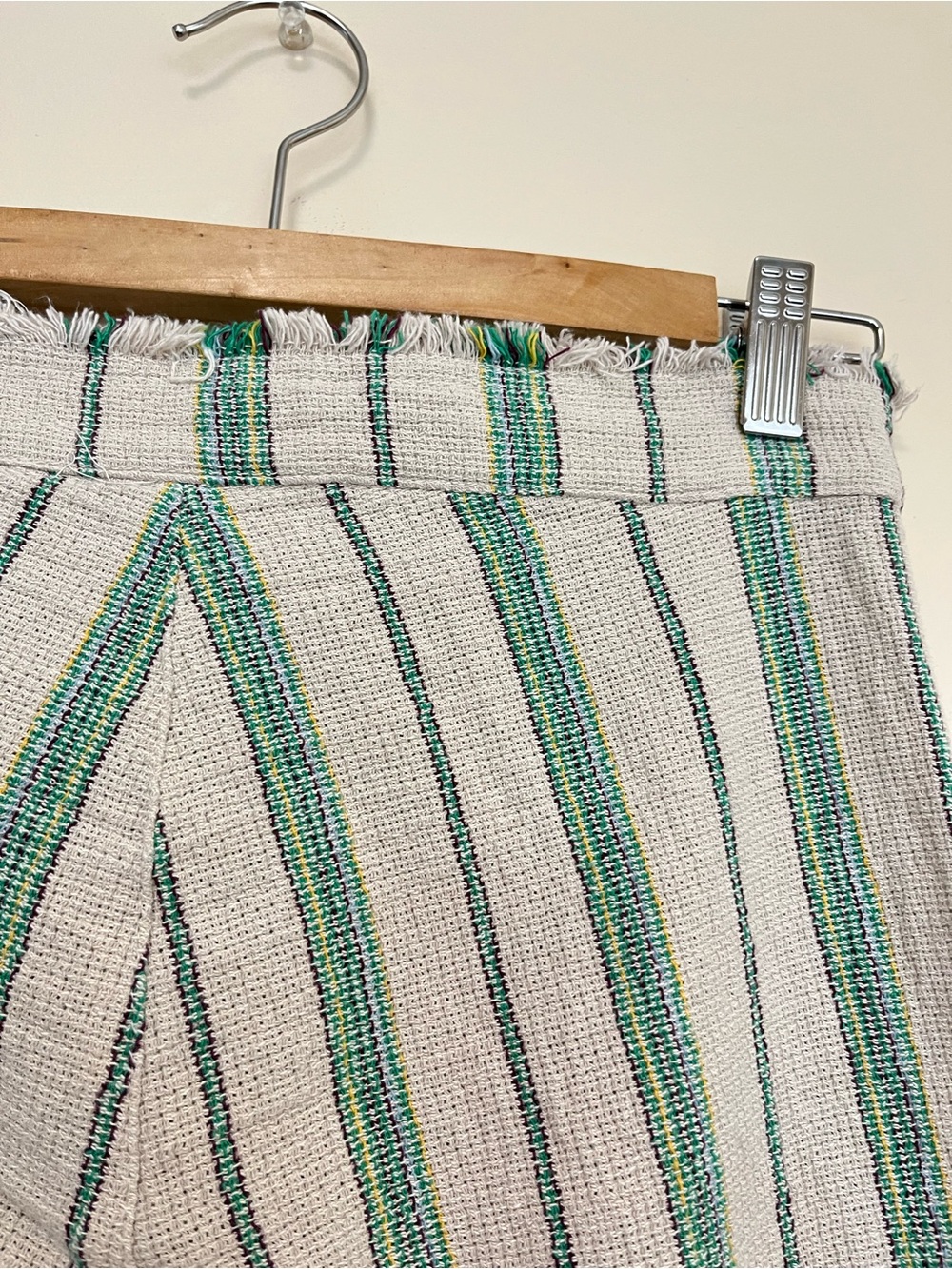Zara Beth Pant - Cream Pants with Green Vertical Stripes - Picture 9 of 16